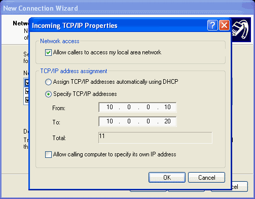 Configure Windows XP Professional to be a VPN server